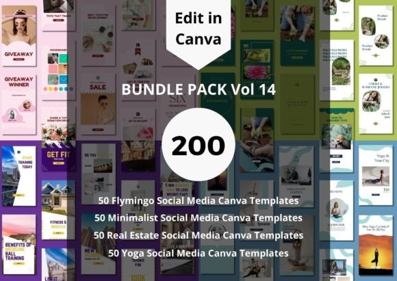 Download 200 Social Media Canva Templates Bundles - Social media Collection
