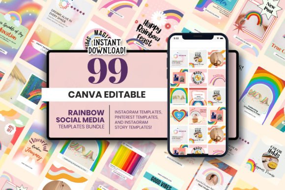 Download Rainbow Social Media Canva Template - Social media Collection
