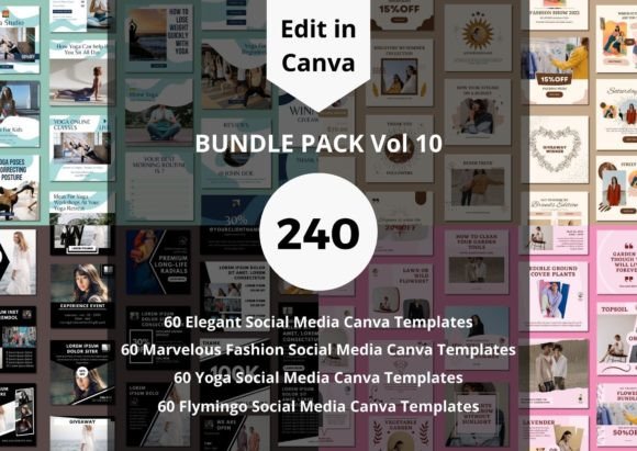 Download 240 Social Media Canva Templates Bundles - Social media Collection