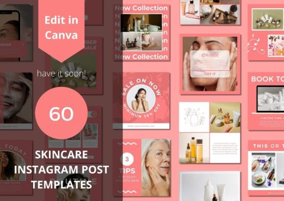 Download 60 Skincare Social Media Canva Templates - Social media Collection